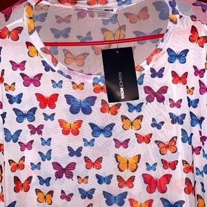 Fashion Nova Butterfly Mesh Tunic Top dress womens